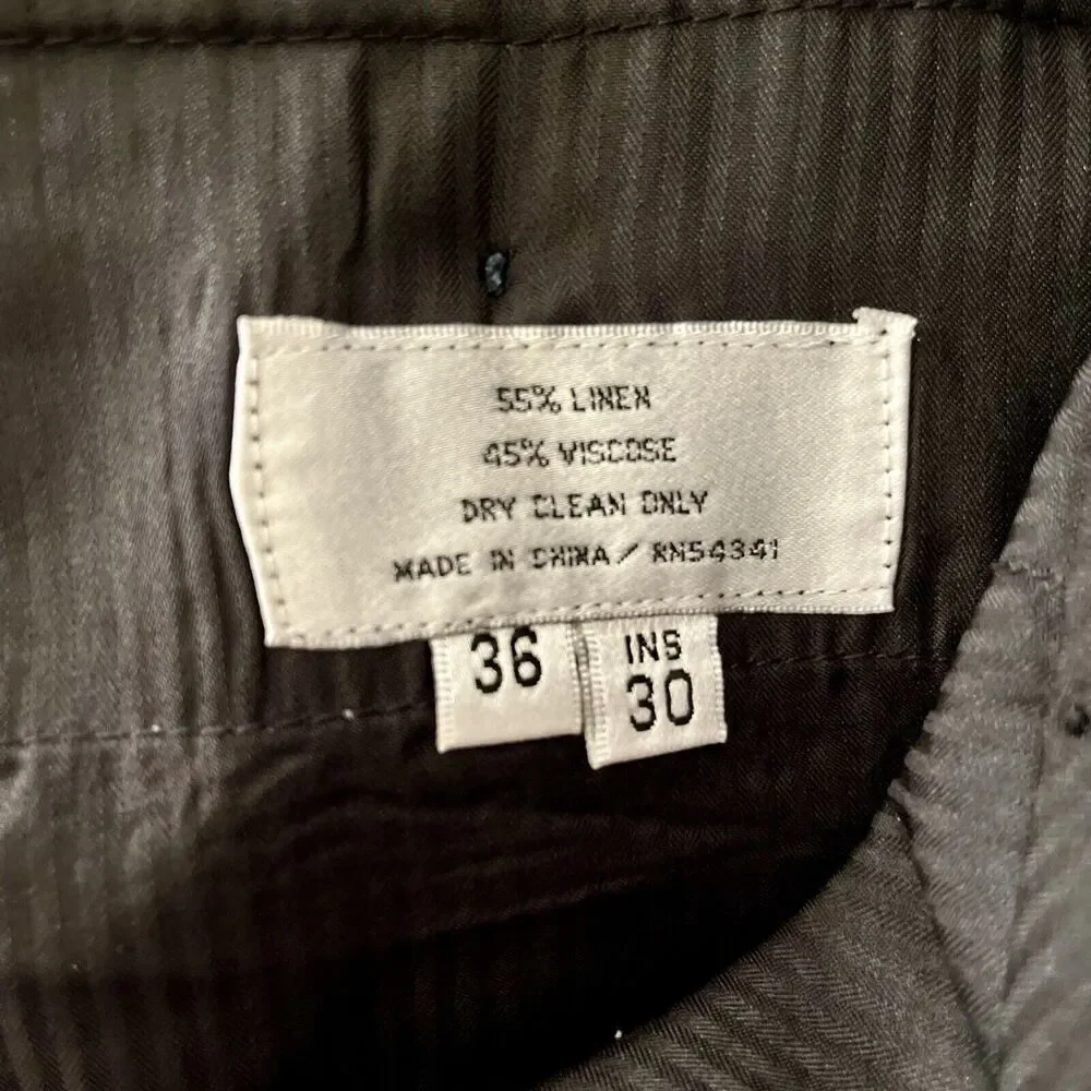 Louis Raphael Tailored Men's Linen Blend‎ Dress Pants 36x30 Navy Blue Preppy